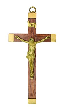 Haç üzerinde beyaz izole