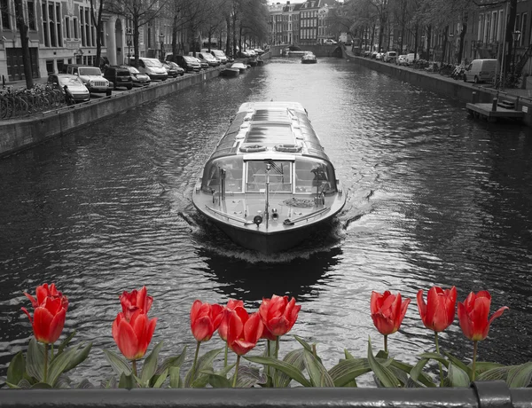 Czarno-białe amsterdam — Zdjęcie stockowe