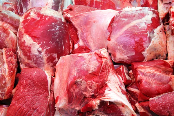 Veal in butchers shop Stock Photo