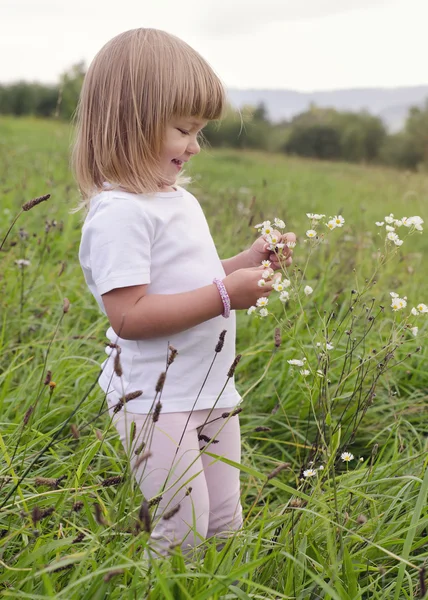 Child on wild meadow — Stock Photo, Image