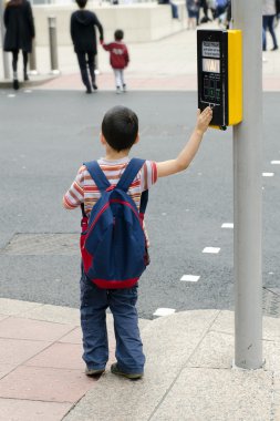 Child at pedestrian crossing clipart