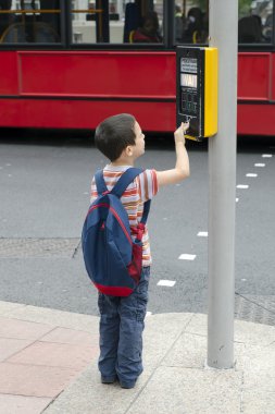 Child crossing the road clipart