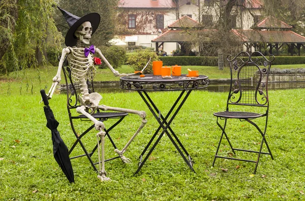 Halloween squelette décoration dans le jardin — Photo