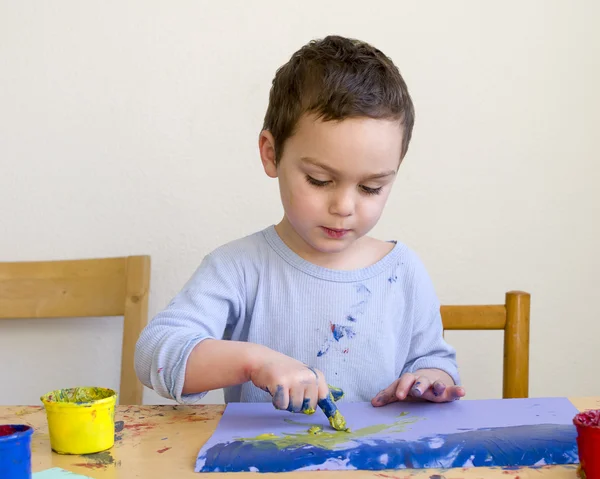 Quadro dipinto bambino con colori dito — Foto Stock