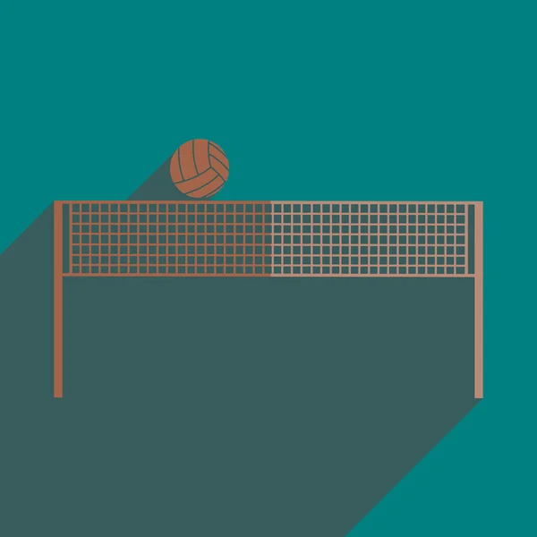 Icone piatte con ombra di pallavolo — Vettoriale Stock