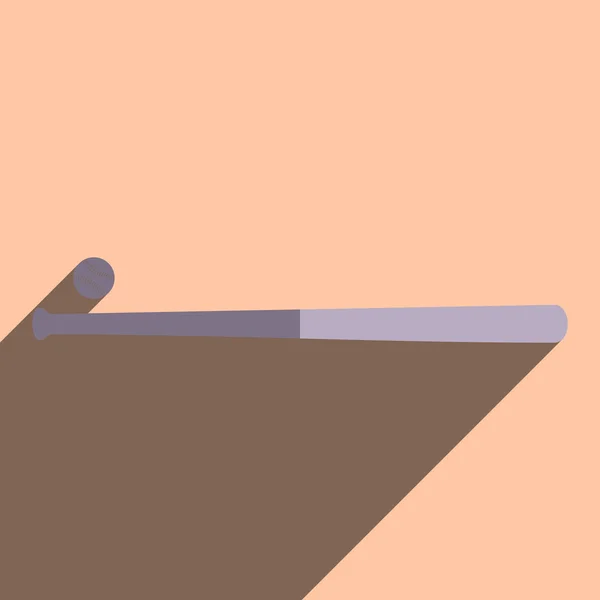 Icônes plates avec ombre de batte de baseball — Image vectorielle