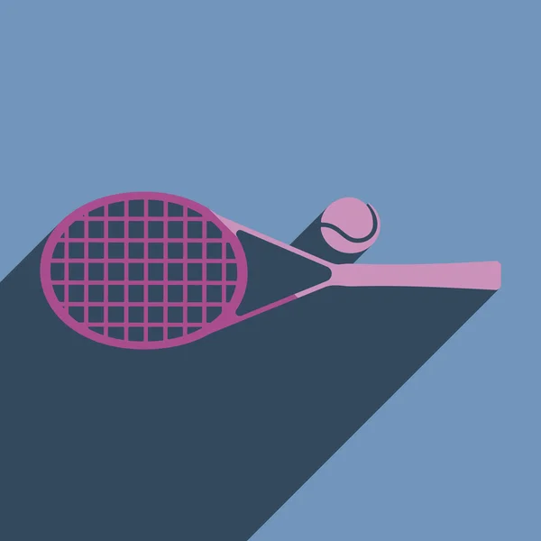 Ícones planos com sombra de raquete de tênis — Vetor de Stock