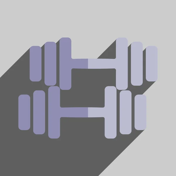 Icônes plates avec ombre d'haltère athlétique — Image vectorielle