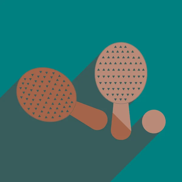 Ícones planos com sombra de raquete de tênis — Vetor de Stock