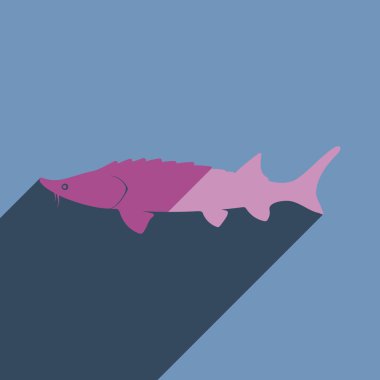 Mersin balığı gölgesi ile düz simgeler