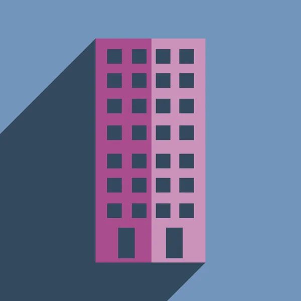 Plat pictogrammen met schaduw van gebouw — Stockvector