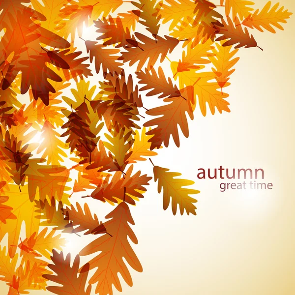 Illustration autumn motif. Oak leaves. Vector background — Stock Vector