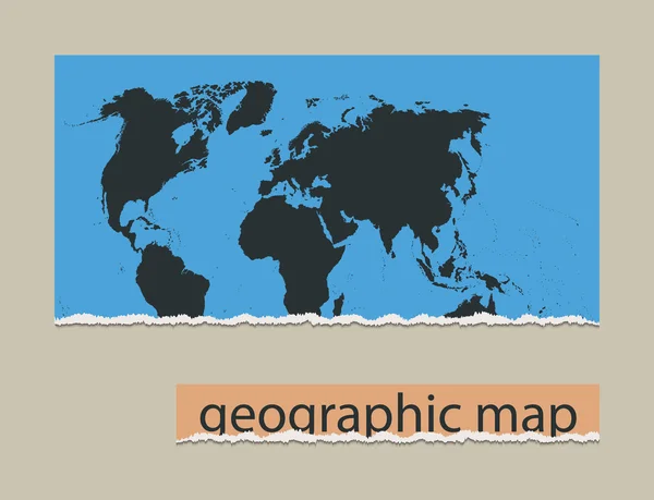 Elemento de diseño realista. Mapa geográfico y papel desgarrado — Archivo Imágenes Vectoriales