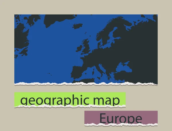 Elemento de diseño realista Europa. Mapa geográfico y papel desgarrado — Vector de stock