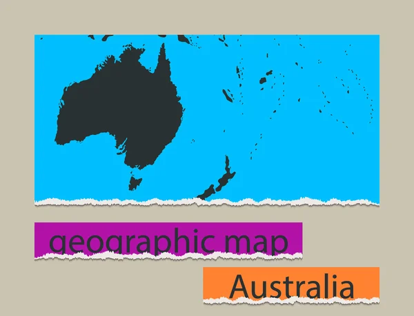 Realistic design element Australia. Geographic map and torn paper — Stock Vector