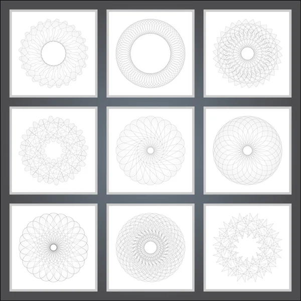 Conjunto de patrón abstracto, creado por la rotación del cuerpo geométrico. Ilustración vectorial — Archivo Imágenes Vectoriales