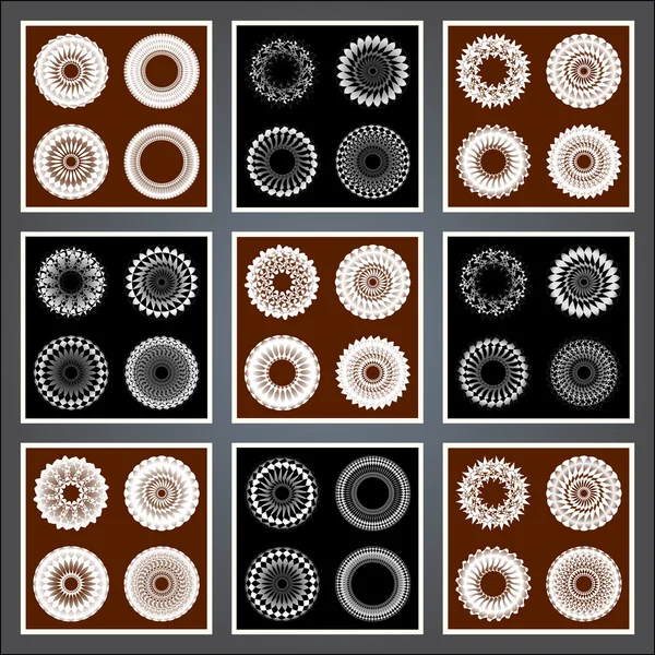 Conjunto de patrón abstracto, creado por la rotación del cuerpo geométrico. Ilustración vectorial — Archivo Imágenes Vectoriales