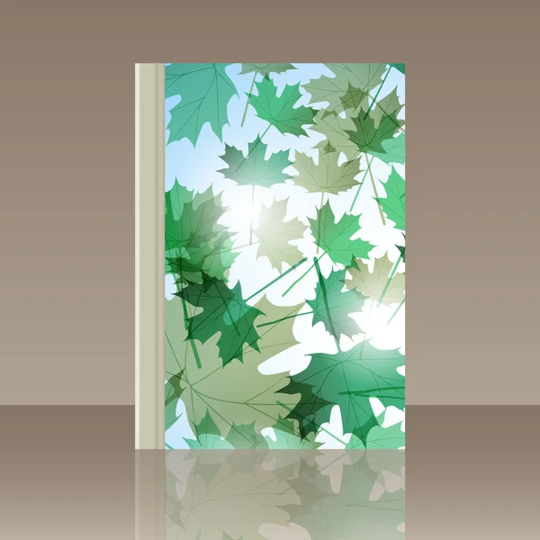 秋モチーフの本。カエデを葉します。ベクトルの背景 — ストックベクタ