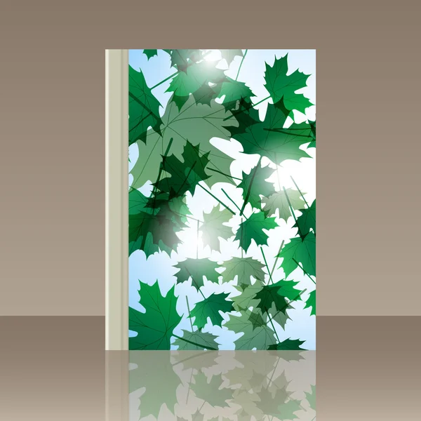 秋モチーフの本。カエデを葉します。ベクトルの背景 — ストックベクタ
