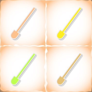 Kürek. Eski kağıt üzerinde gölge ile düz etiket