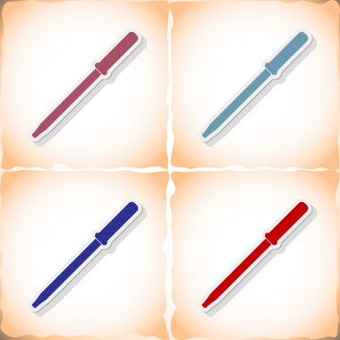 Tıbbi pipet. Eski kağıt üzerinde gölge ile düz etiket