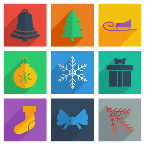 Set de Navidad con sombra concepto plano diseño moderno — Vector de stock