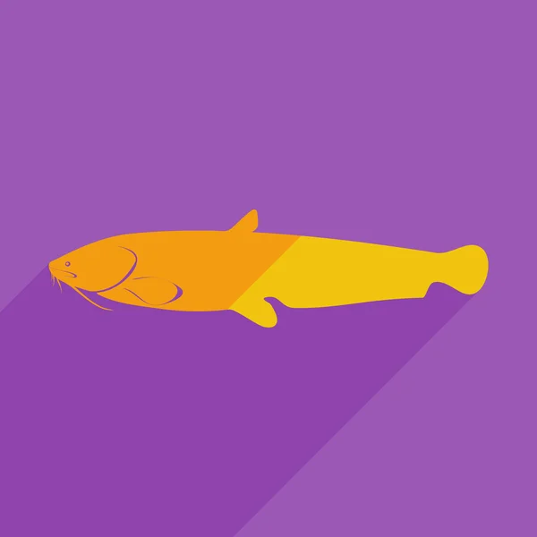 Icone piatte design moderno con ombra di pesce gatto — Vettoriale Stock