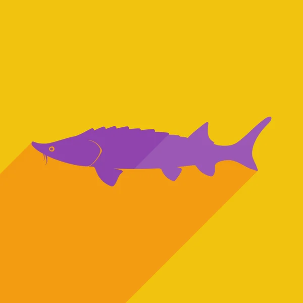 平面图标现代设计与鲟鱼的阴影 — 图库矢量图片