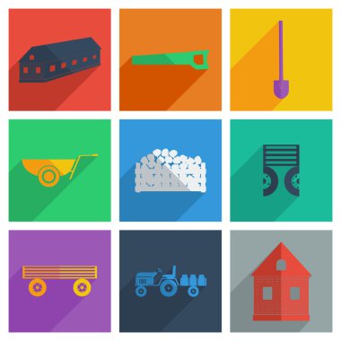 Çiftlik gölge düz kavramı modern tasarımı ile kümesi