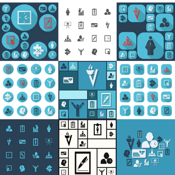 Montaje en iconos de estilo plano el negocio temático — Vector de stock