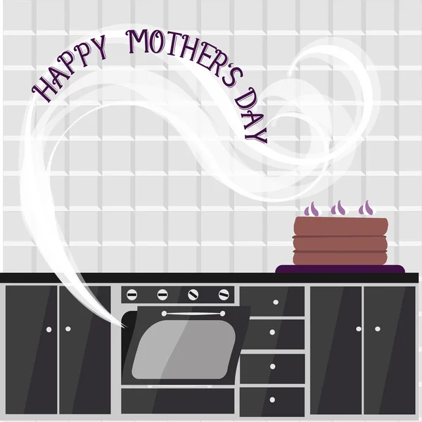 Cocina, día de las madres, día de las mujeres — Vector de stock