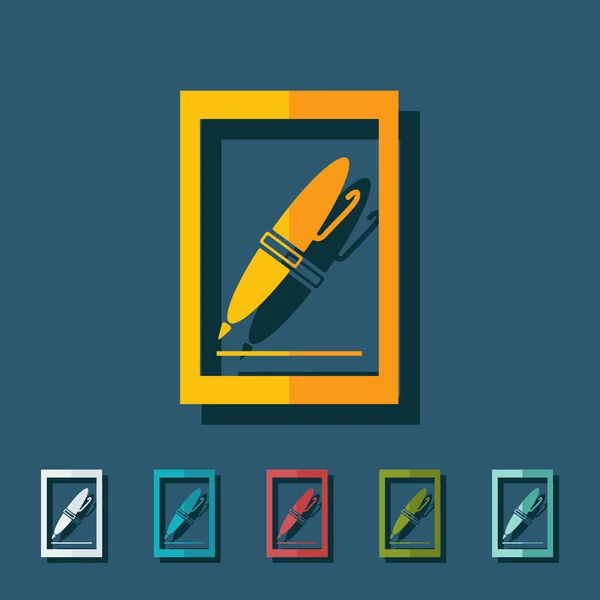 Symbole in einem flachen Stift — Stockvektor