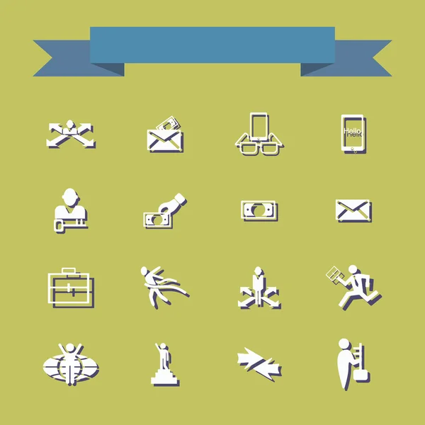 Colección conjunto de iconos planos tema de negocios — Vector de stock