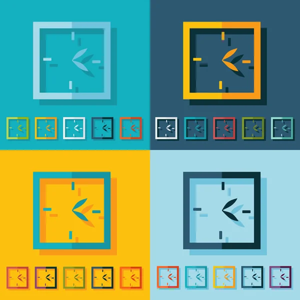 Icônes dans une horloge de style plat — Image vectorielle