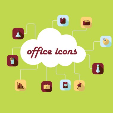 modern tasarım ofis Icons set
