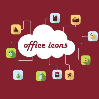 modern tasarım ofis Icons set
