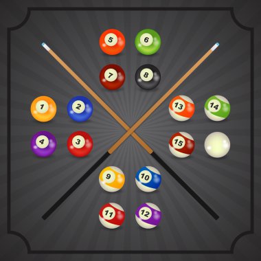 Bilardo topları masada.