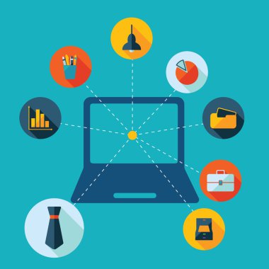 modern tasarım ofis Icons set