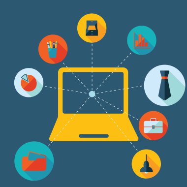 modern tasarım ofis Icons set