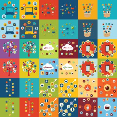 modern tasarım ofis Icons set
