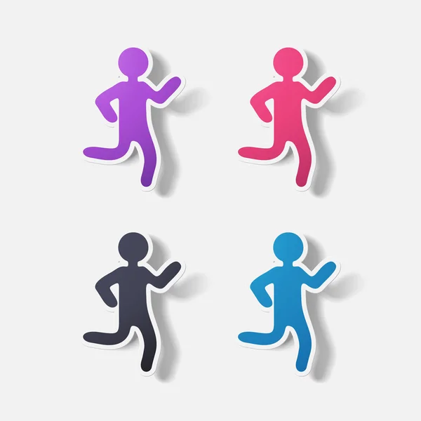 Papier geknipte sticker: running man — Stockvector