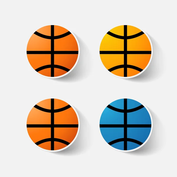 Paper clipped sticker: basketball — Stock Vector