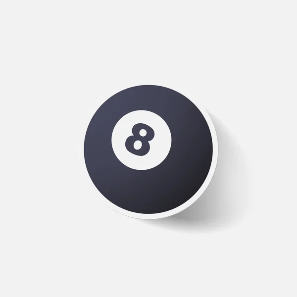 Sticker papier clippé : boule de billard avec numéro — Image vectorielle