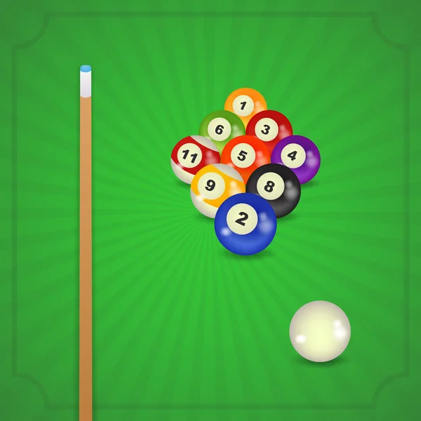 Balles de billard avec queue — Image vectorielle