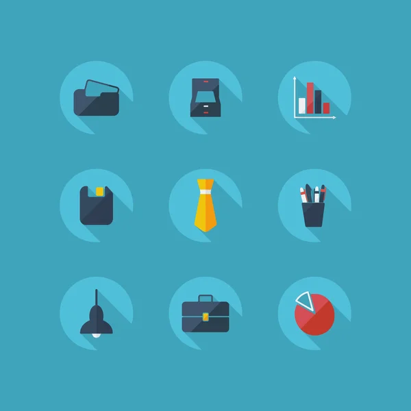 Set modern business ofices objects icons — Stock Vector