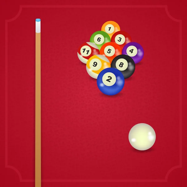 Balles de billard avec queue — Image vectorielle