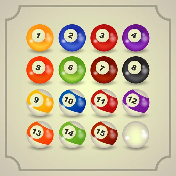 Set of billiard balls — Stock Vector