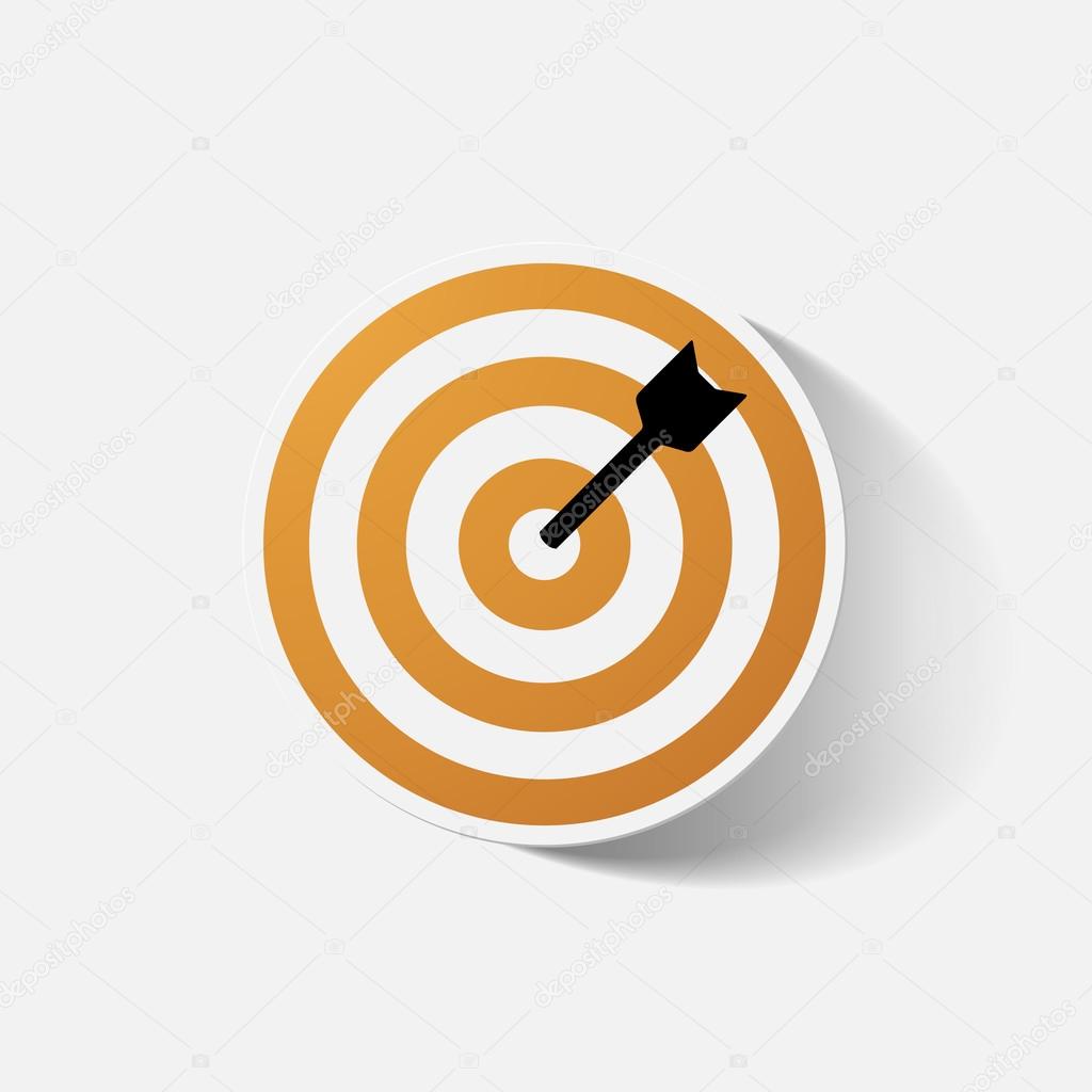 Paper clipped sticker: darts target