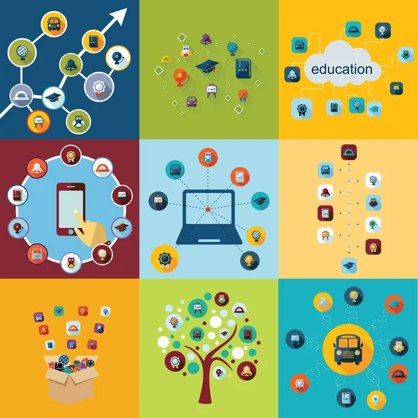 Iconos para el diseño web de la educación — Vector de stock