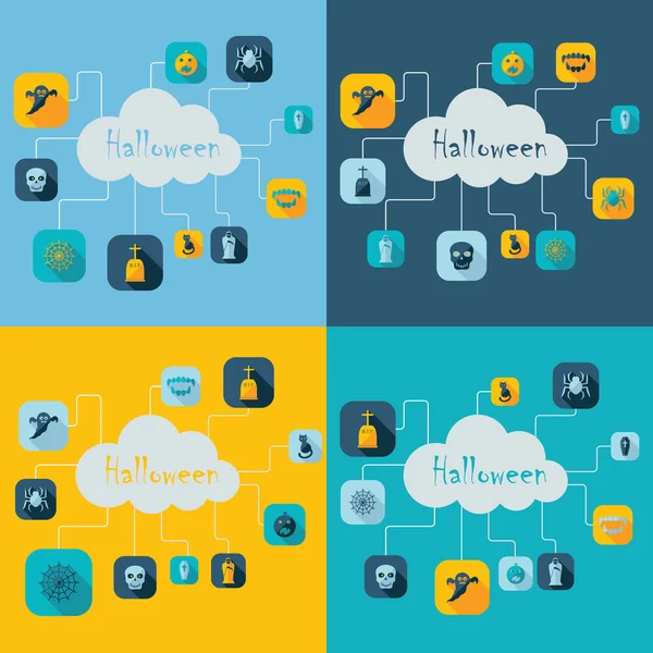 Set con sombra halloween — Vector de stock